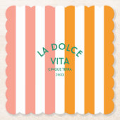 La Dolce Vita Cinque Terra Cabana Stripe Round Kartonnen Onderzetters (Voorkant)