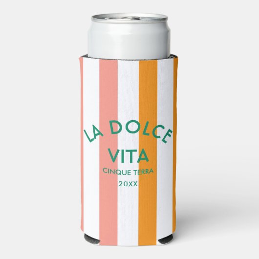 La Dolce Vita Cinque Terra Cabana Stripe Seltzer Blikjeskoeler (Seltzer Achterkant)