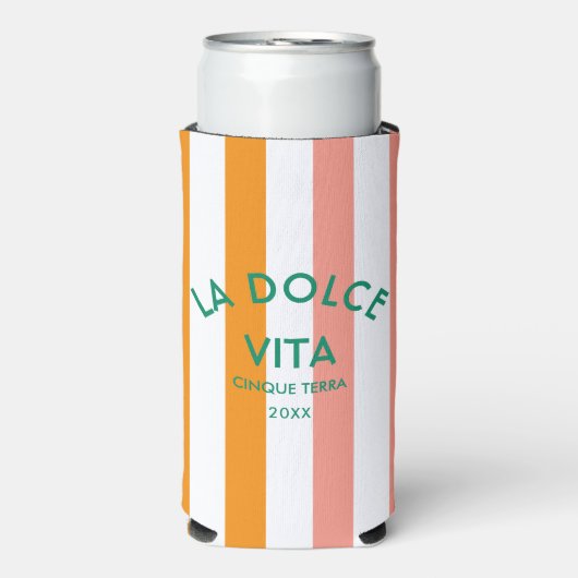 La Dolce Vita Cinque Terra Cabana Stripe Seltzer Blikjeskoeler (Seltzer Voorkant)