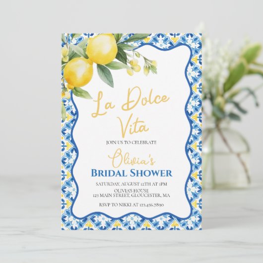 La Dolce Vita Citroen Vrijgezellenfeest Invitatio Kaart (Staand voorkant)