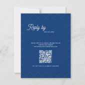 La Dolce Vita Citrus Blue Gold QR Code Wedding RSVP Kaartje (Achterkant)