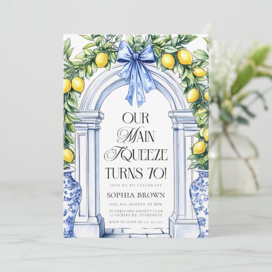 La Dolce Vita Citrus Greenery 70e verjaardag Kaart (Staand voorkant)