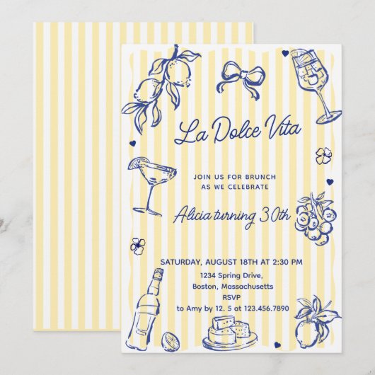 La Dolce Vita (elke leeftijd) Verjaardagsfeest Kaart (Voorkant / Achterkant)