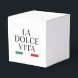 La Dolce Vita Favor Box  Bedankdoosjes<br><div class="desc">Capture the charm of Italian celebrations with the "La Dolce Vita" favor box. Featuring timeless black typography and the classic green and red accents of Italy, this box adds sophistication to weddings, parties, and special occasions. Ideal for favors, keepsakes, or tiny gifts, it’s a stylish way to share the sweet...</div>