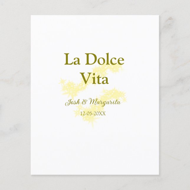 La Dolce Vita geel bruidspaar Naam datum glitter (Voorkant)