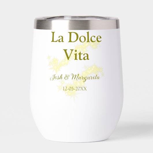 La Dolce Vita geel bruidspaar Naam datum glitter (Achterkant)