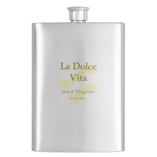 La Dolce Vita geel bruidspaar Naam datum glitter Flacon