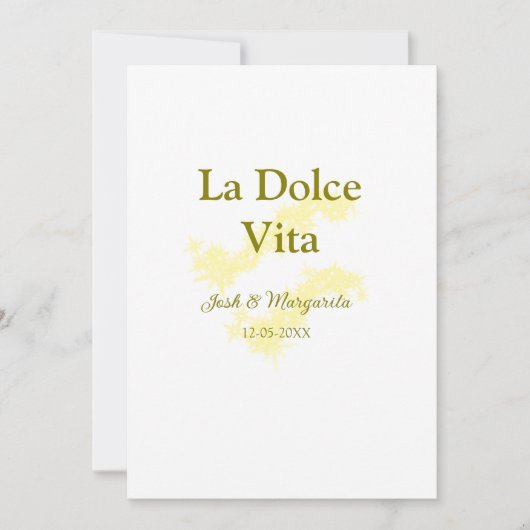 La Dolce Vita geel bruidspaar Naam datum glitter Kaart (Voorkant)