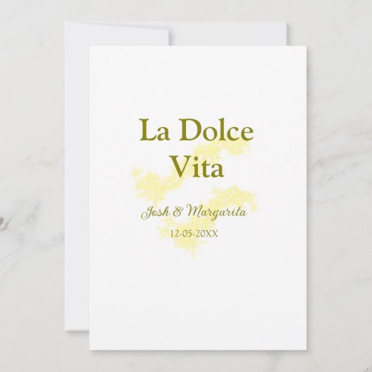 La Dolce Vita geel bruidspaar Naam datum glitter Kaart (Achterkant)