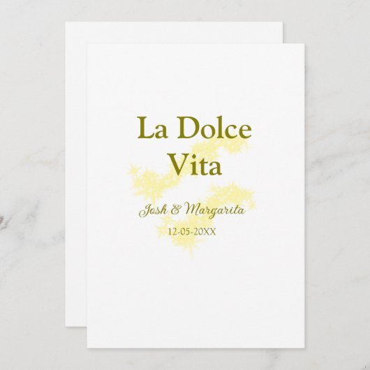 La Dolce Vita geel bruidspaar Naam datum glitter Kaart (Voorkant / Achterkant)