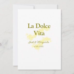 La Dolce Vita geel bruidspaar Naam datum glitter Kaart