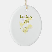 La Dolce Vita geel bruidspaar Naam datum glitter Keramisch Ornament (Rechts)