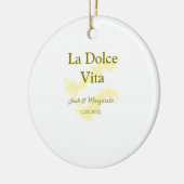 La Dolce Vita geel bruidspaar Naam datum glitter Keramisch Ornament (Links)