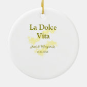 La Dolce Vita geel bruidspaar Naam datum glitter Keramisch Ornament (Achterkant)