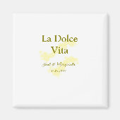La Dolce Vita geel bruidspaar Naam datum glitter Magneet (Voorkant)