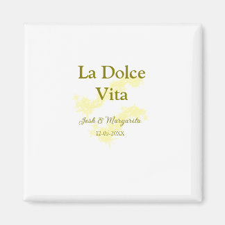 La Dolce Vita geel bruidspaar Naam datum glitter Magneet