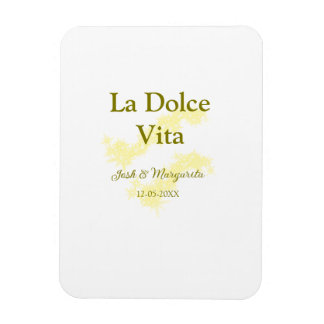 La Dolce Vita geel bruidspaar Naam datum glitter Magneet