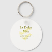 La Dolce Vita geel bruidspaar Naam datum glitter Sleutelhanger (Achterkant)