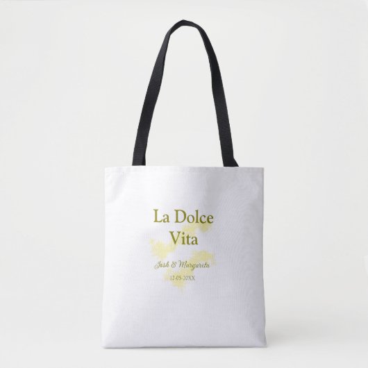 La Dolce Vita geel bruidspaar Naam datum glitter Tote Bag (Voorkant)