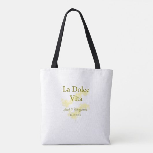 La Dolce Vita geel bruidspaar Naam datum glitter Tote Bag (Achterkant)