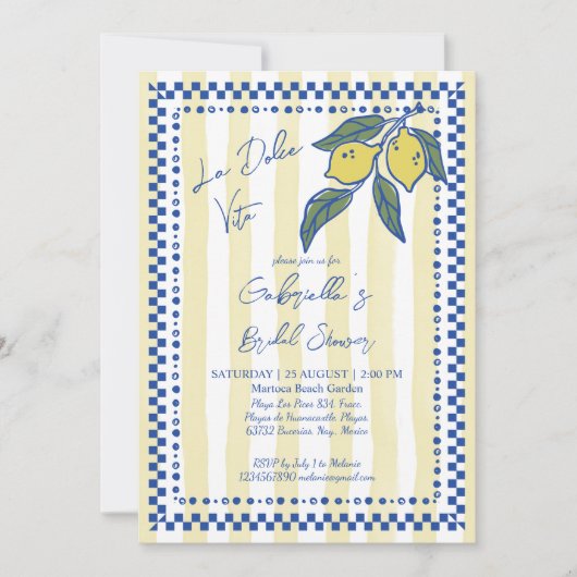 La Dolce Vita geel strepen citroenen vrijgezellenf Kaart (Voorkant)