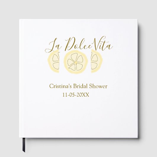 La Dolce Vita gele citroen bruidsdouche pastel bo Gastenboek (Voorkant)