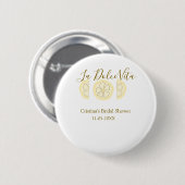 La Dolce Vita gele citroen bruidsdouche pastel bo Ronde Button 5,7 Cm (Voorkant /achterkant)
