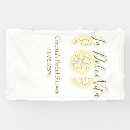 La Dolce Vita gele citroen bruidsfeest pastel bo Spandoek