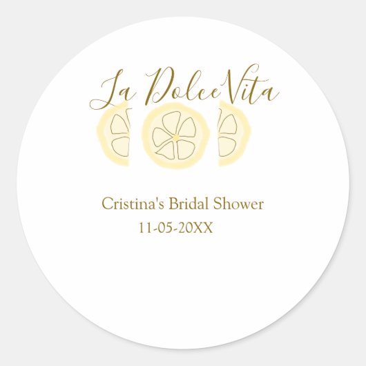 La Dolce Vita gele citroen bruiloft feest pastel Ronde Sticker (Voorkant)