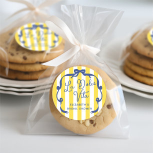 La Dolce Vita Gele Streep Bruidsdouche Ronde Sticker