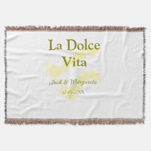 La Dolce Vita gele trouwkoppel Naam datum glit Deken