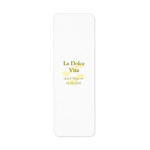 La Dolce Vita gele trouwkoppel Naam datum glit Etiket