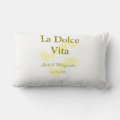 La Dolce Vita gele trouwkoppel Naam datum glit Kussen (Achterkant)
