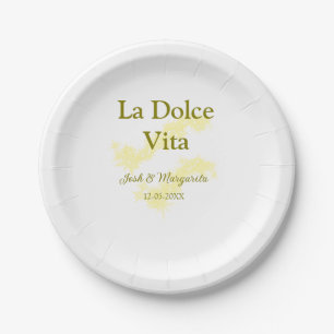 La Dolce Vita gele trouwkoppel Naam datum glit Papieren Bordje