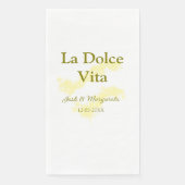 La Dolce Vita gele trouwkoppel Naam datum glit Servet (Voorkant)
