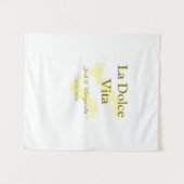 La Dolce Vita gele trouwkoppel Naam datum glit Wandkleed (Voorkant (horizontaal))