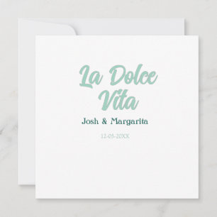 La Dolce Vita groen blauw pastel naam datum bruilo Kaart