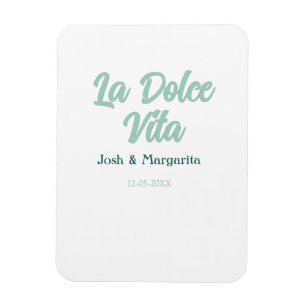 La Dolce Vita groen blauw pastel naam datum bruilo Magneet