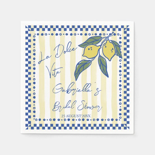 La Dolce Vita Hand getekende strepen vrijgezellenf Servet (Voorkant)