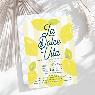 La Dolce Vita Hand-Painted Lemon Bridal Shower Kaart
