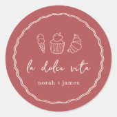 "La Dolce Vita" Handgeschreven Bruidsdouche Ronde Sticker (Voorkant)