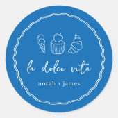 "La Dolce Vita" Handgeschreven Bruidsuitnodiging Ronde Sticker (Voorkant)