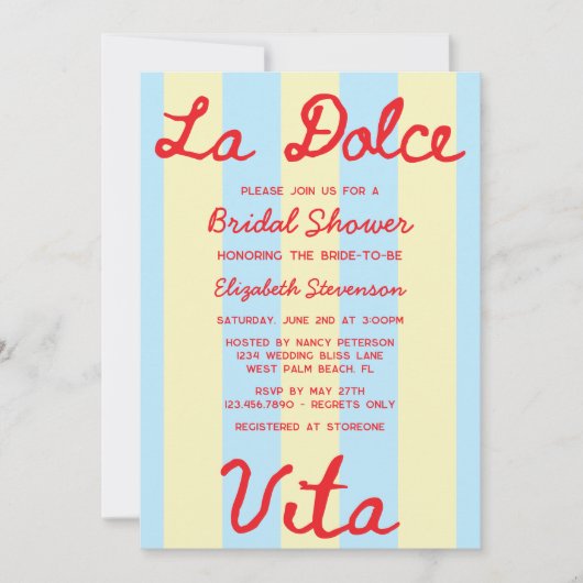 La Dolce Vita handgeschreven Vrijgezellenfeest Kaart (Voorkant)