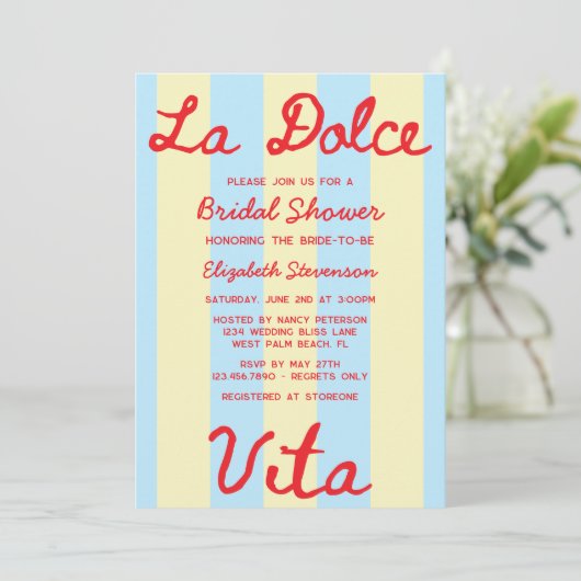 La Dolce Vita handgeschreven Vrijgezellenfeest Kaart (Staand voorkant)