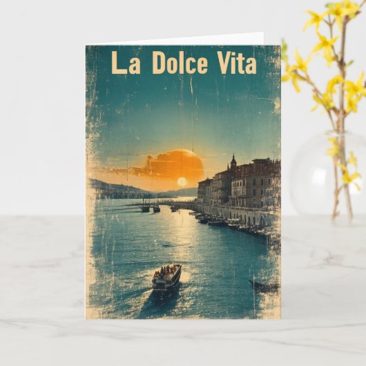 . La Dolce Vita - Inspired by 1960s Posters Kaart (Gele Bloem)