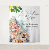 La Dolce Vita Italiaans Bruidsfeest Achtergronddec Wandkleed (Voorkant)