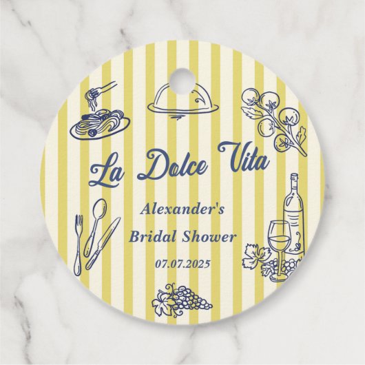 La Dolce Vita Italiaans Bruidsmeisje Feest Bedankjes Labels (Achterkant)