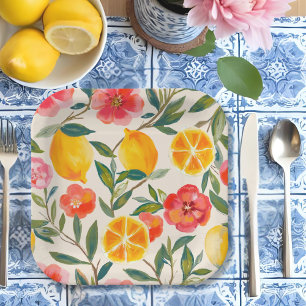 La Dolce Vita Italiaans Citroen & Bloemen Vrijgeze Papieren Bordje