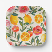 La Dolce Vita Italiaans Citroen & Bloemen Vrijgeze Papieren Bordje (Voorkant)