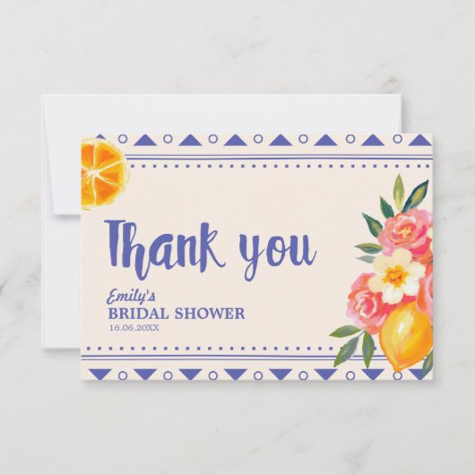 La Dolce Vita Italiaans citroen bruidsdiner Bedankkaart (Voorkant)